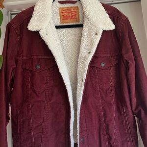 Levi's Burgundy Corduroy Sherpa-Lined Jacket M